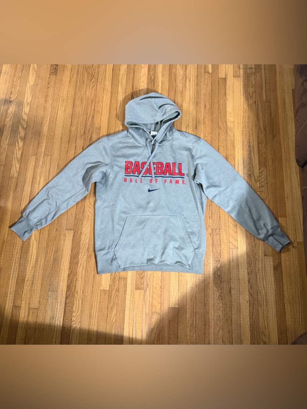 Men's Nike Thermafit Medium Light Gray 'Baseball Hall of Fame' Hoodie
